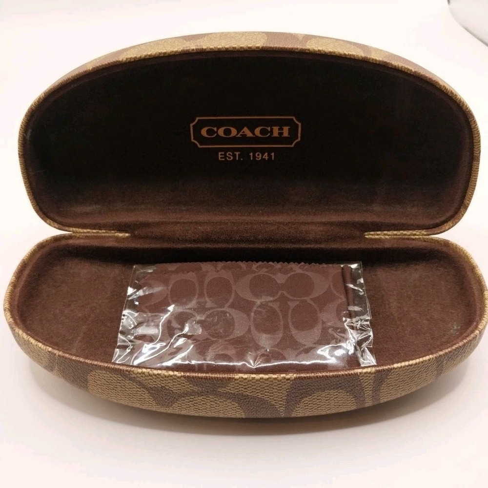 Coach Hard Case Brown Felt Lining for Glasses & Sunglasses Cleaning Cloth READ